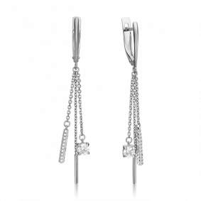 Серьги из белого золота Platina 02-4312-00-501-1120-38 с фианитом 02-4312-00-501-1120-38 фото