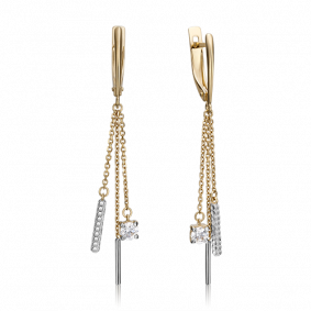 Серьги из комбинированного золота Platina 02-4312-00-501-1121-38 с фианитом 02-4312-00-501-1121-38 фото