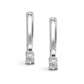 Серебряные серьги АЛЬКОР 02-4325/000Б-00 с бриллиантом 02-4325/000Б-00 фото
