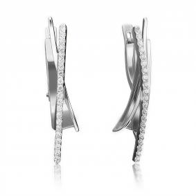 Серьги из белого золота Platina 02-4326-00-401-1120-32 с фианитом 02-4326-00-401-1120-32 фото