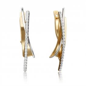 Серьги из лимонного золота Platina 02-4326-00-401-1130-32 с фианитом 02-4326-00-401-1130-32 фото