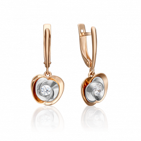 Серьги из комбинированного золота Platina 02-4327-00-501-1111-38 с фианитом 02-4327-00-501-1111-38 фото