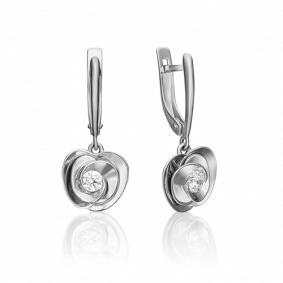 Серьги из белого золота Platina 02-4327-00-501-1120-38 с фианитом 02-4327-00-501-1120-38 фото