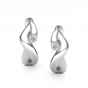 Серебряные серьги АЛЬКОР 02-4327/000Б-00 с бриллиантом 02-4327/000Б-00 фото