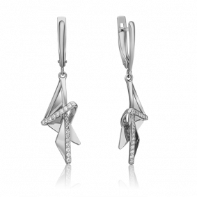 Серьги из белого золота Platina 02-4332-00-401-1120-48 с фианитом 02-4332-00-401-1120-48 фото