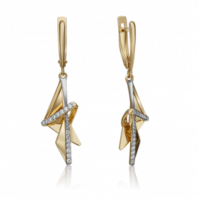 Серьги из лимонного золота Platina 02-4332-00-401-1130-48 с фианитом 02-4332-00-401-1130-48 фото