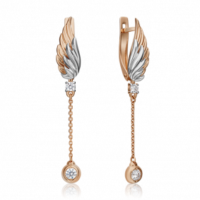 Серьги из комбинированного золота Platina 02-4333-00-501-1111-38 с фианитом 02-4333-00-501-1111-38 фото