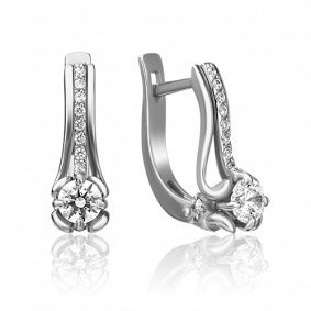 Серьги из белого золота Platina 02-4338-00-501-1120-38 с фианитом 02-4338-00-501-1120-38 фото