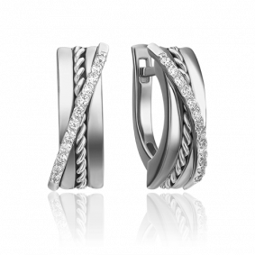Серьги из белого золота Platina 02-4341-00-101-1120-30 с бриллиантом 02-4341-00-101-1120-30 фото