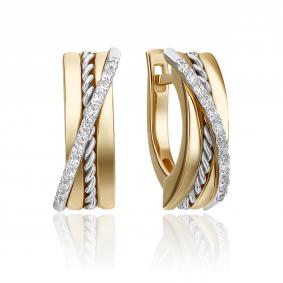 Серьги из комбинированного золота Platina 02-4341-00-401-1121-48 с фианитом 02-4341-00-401-1121-48 фото