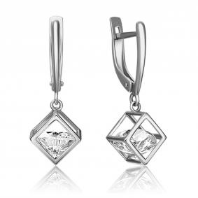Серьги из белого золота Platina с подвижным фианитом 02-4343-00-401-1120 02-4343-00-401-1120 фото
