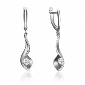 Серьги из белого золота Platina 02-4348-00-501-1120-38 с фианитом 02-4348-00-501-1120-38 фото