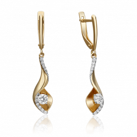 Серьги из комбинированного золота Platina 02-4348-00-501-1121-38 с фианитом 02-4348-00-501-1121-38 фото