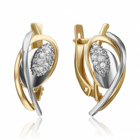 Серьги из комбинированного золота Platina 02-4350-00-401-1121-24 с фианитом 02-4350-00-401-1121-24 фото