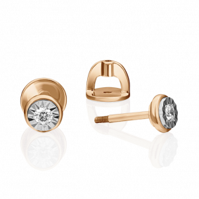 Серьги из комбинированного золота Platina 02-4351-00-101-1111-30 с бриллиантом 02-4351-00-101-1111-30 фото