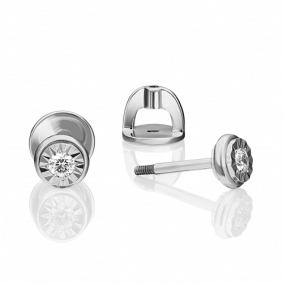 Серьги из белого золота Platina 02-4351-00-101-1120-30 с бриллиантом 02-4351-00-101-1120-30 фото