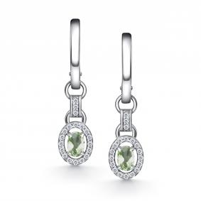 Серебряные серьги АЛЬКОР 02-4356/000П-00 с фианитом и празиолитом 02-4356/000П-00 фото