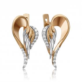 Серьги из комбинированного золота Platina 02-4358-00-401-1111-48 с фианитом 02-4358-00-401-1111-48 фото