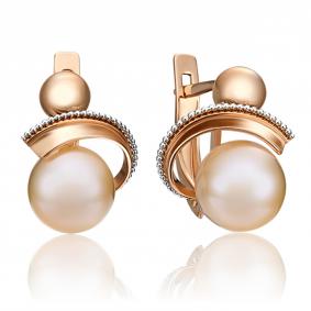Серьги из комбинированного золота Platina 02-4359-00-301-1111-31 с жемчугом 02-4359-00-301-1111-31 фото
