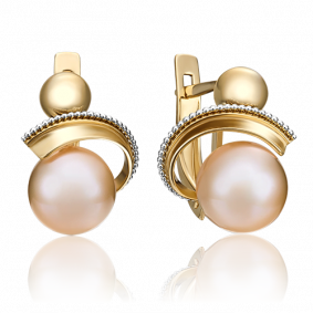 Серьги из комбинированного золота Platina 02-4359-00-301-1121-31 с жемчугом 02-4359-00-301-1121-31 фото