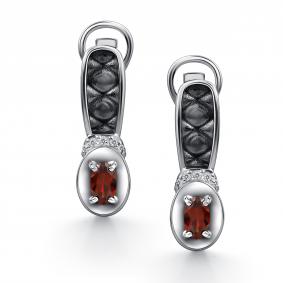 Серебряные серьги АЛЬКОР 02-4362/00ГР-17 с фианитом и гранатом 02-4362/00ГР-17 фото