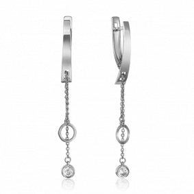 Серьги из белого золота Platina 02-4363-00-401-1120-65 с фианитом 02-4363-00-401-1120-65 фото