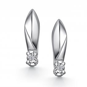 Серебряные серьги АЛЬКОР 02-4363/000Б-00 с бриллиантом 02-4363/000Б-00 фото