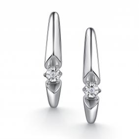 Серебряные серьги АЛЬКОР 02-4366/000Б-00 с бриллиантом 02-4366/000Б-00 фото