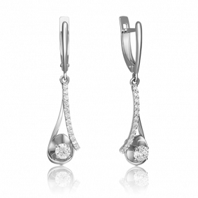 Серьги из белого золота Platina 02-4369-00-501-1120-38 с фианитом 02-4369-00-501-1120-38 фото
