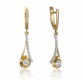 Серьги из лимонного золота Platina 02-4369-00-501-1130-38 с фианитом 02-4369-00-501-1130-38 фото