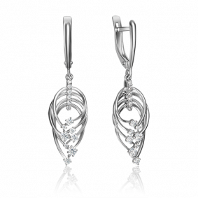 Серьги из белого золота Platina 02-4370-00-501-1120-67 с фианитом 02-4370-00-501-1120-67 фото