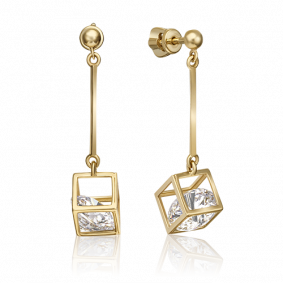 Серьги из лимонного золота Platina 02-4382-00-501-1130-38 с фианитом 02-4382-00-501-1130-38 фото