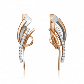 Серьги из комбинированного золота Platina 02-4392-00-401-1111-48 с фианитом 02-4392-00-401-1111-48 фото