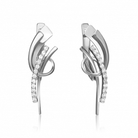 Серьги из белого золота Platina 02-4392-00-401-1120-48 с фианитом 02-4392-00-401-1120-48 фото