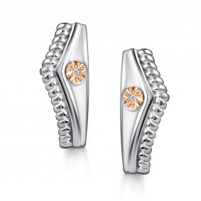 Серебряные серьги АЛЬКОР 02-4395/000Б-00 с бриллиантом 02-4395/000Б-00 фото