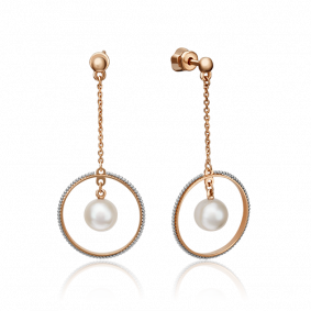 Серьги из комбинированного золота Platina 02-4398-00-301-1111-31 с жемчугом 02-4398-00-301-1111-31 фото