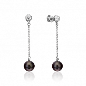 Серьги из белого золота Platina 02-4399-01-302-1120-31 с фианитом и жемчугом 02-4399-01-302-1120-31 фото