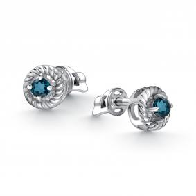 Серебряные серьги АЛЬКОР 02-4399/00ТЛ-00 с Лондон топазом 02-4399/00ТЛ-00 фото