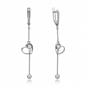 Серьги из белого золота Platina 02-4401-00-401-1120-03 с фианитом 02-4401-00-401-1120-03 фото