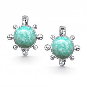 Серебряные серьги АЛЬКОР 02-4407/0АМЗ-00 с амазонитом 02-4407/0АМЗ-00 фото