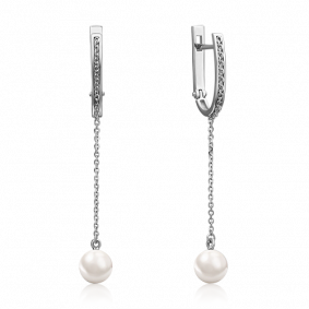 Серьги из белого золота Platina 02-4408-00-301-1120-31 с жемчугом 02-4408-00-301-1120-31 фото