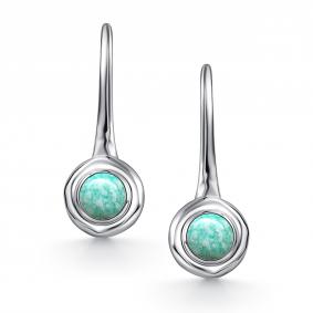 Серебряные серьги АЛЬКОР 02-4409/0АМЗ-00 с амазонитом 02-4409/0АМЗ-00 фото