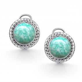 Серебряные серьги АЛЬКОР 02-4416/0АМЗ-00 с амазонитом 02-4416/0АМЗ-00 фото