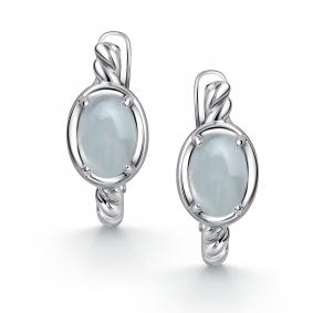Серебряные серьги АЛЬКОР 02-4417/0АКВ-00 с аквамарином 02-4417/0АКВ-00 фото
