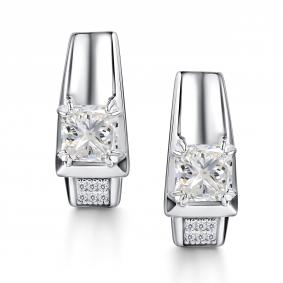 Серебряные серьги АЛЬКОР 02-4419/00ГХ-00 с фианитом и горным хрусталём 02-4419/00ГХ-00 фото