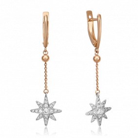 Серьги из комбинированного золота Platina 02-4420-00-401-1111-24 с фианитом 02-4420-00-401-1111-24 фото