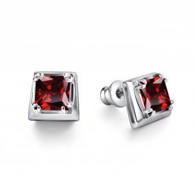 Серебряные серьги АЛЬКОР 02-4420/00ГР-00 с гранатом 02-4420/00ГР-00 фото