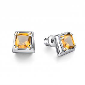 Серебряные серьги АЛЬКОР 02-4420/00ЦТ-00 с цитрином 02-4420/00ЦТ-00 фото