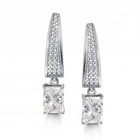 Серебряные серьги АЛЬКОР 02-4421/00ГХ-00 с фианитом и горным хрусталём 02-4421/00ГХ-00 фото