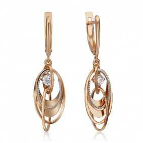 Серьги из комбинированного золота Platina 02-4422-00-501-1111-38 с фианитом 02-4422-00-501-1111-38 фото